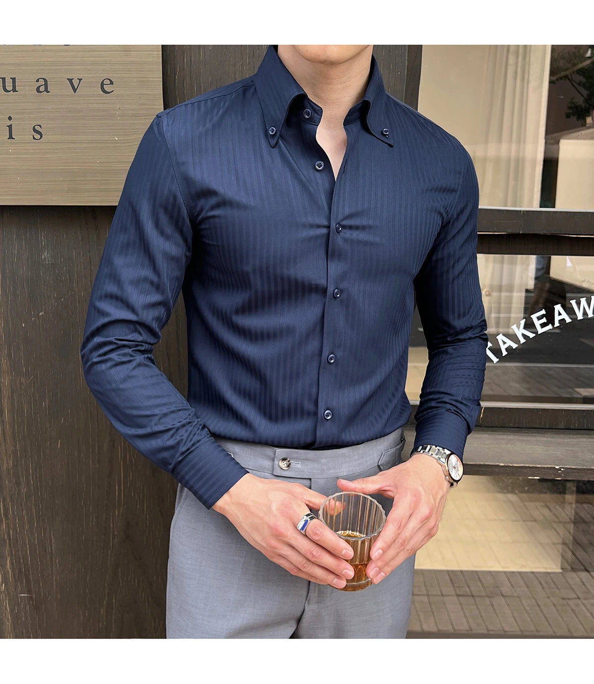 Men Slim Striped Shirt