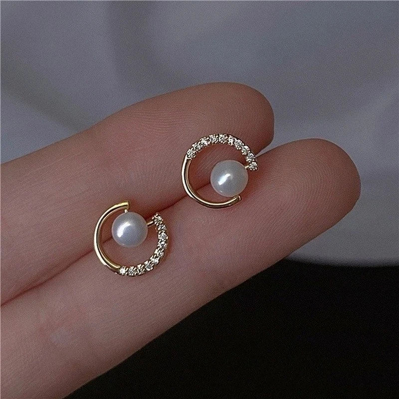 Women’s 14K Gold Zircon Pearl Earrings