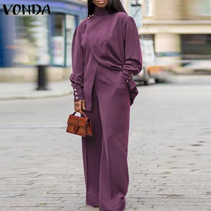 طقم بدلة بياقة عالية ومقاسات كبيرة