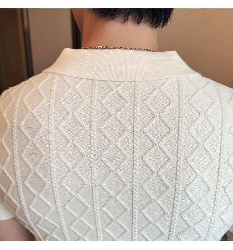 Men Polo Collar Slim Fit Knit Sweater