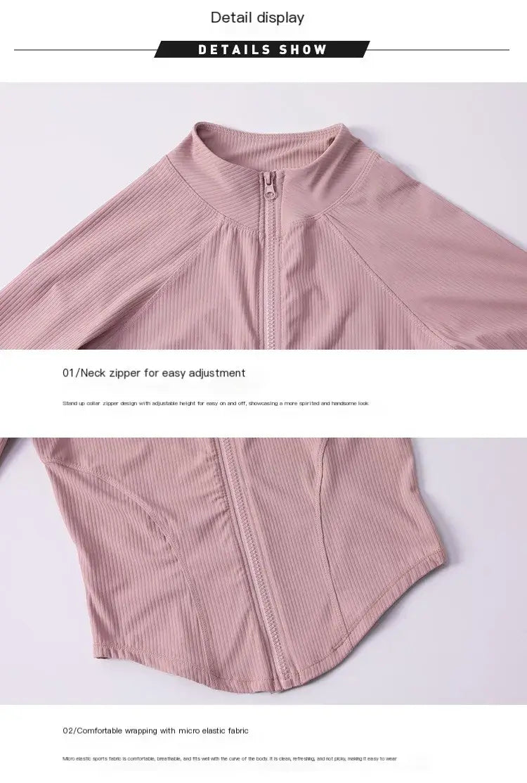 سترة جري نسائية بأكمام طويلة ومزخرفة