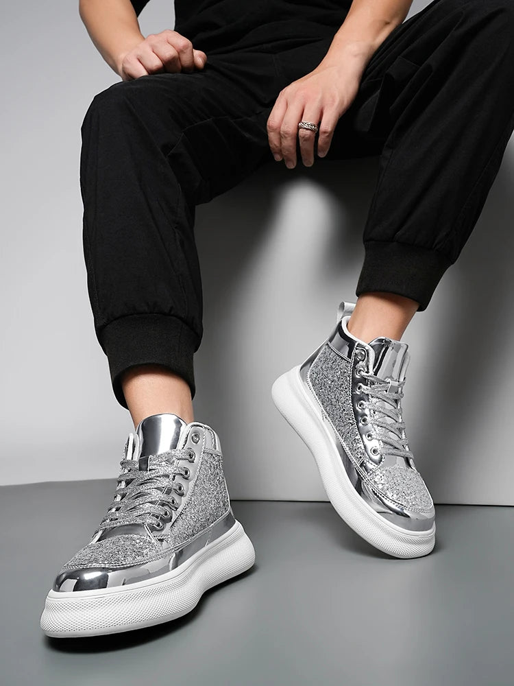 Pink Bling High Top Fashion Skate Shoes