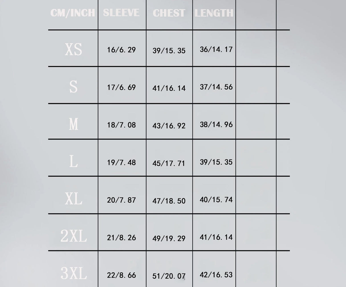 Size chart for Zimbabwe Flag Cropped T-Shirt showing measurements in cm and inches for various sizes.