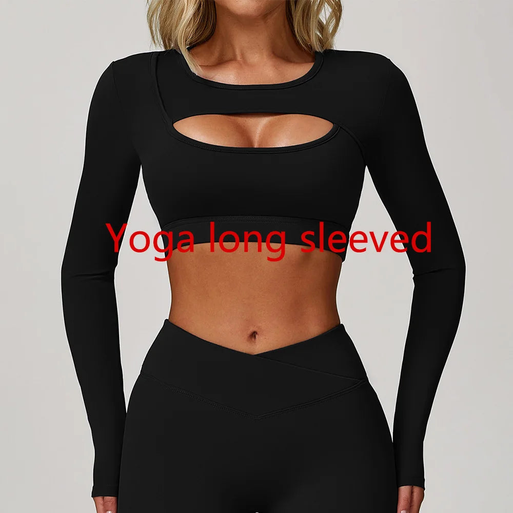 Women's Hollow Out Long Sleeve Yoga Shirt – Gym Workout Running Top