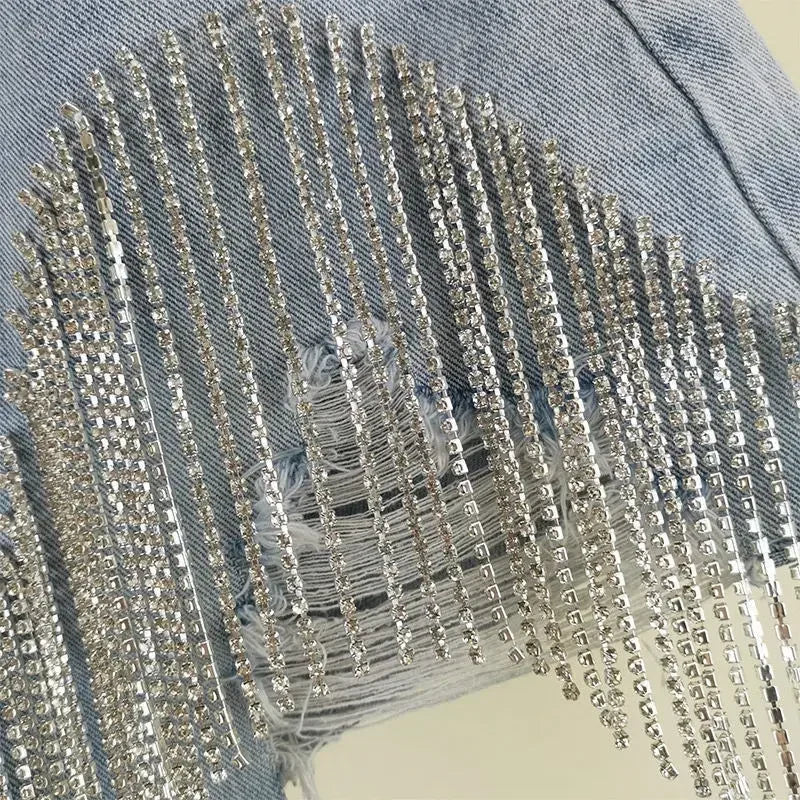 Diamond Tassel Summer Denim Shorts