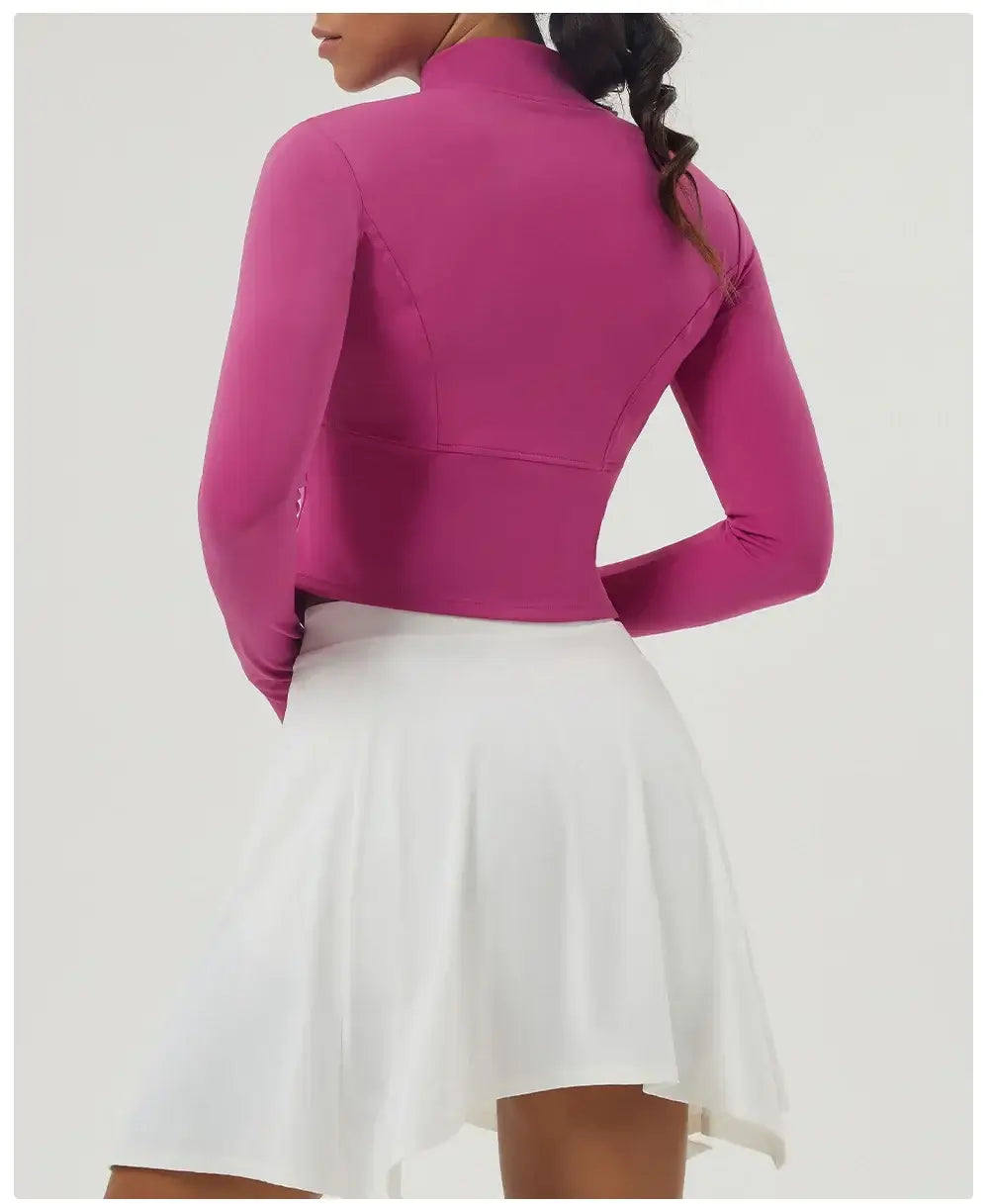 سترة يوجا نسائية بسحاب وقصة ضيقة