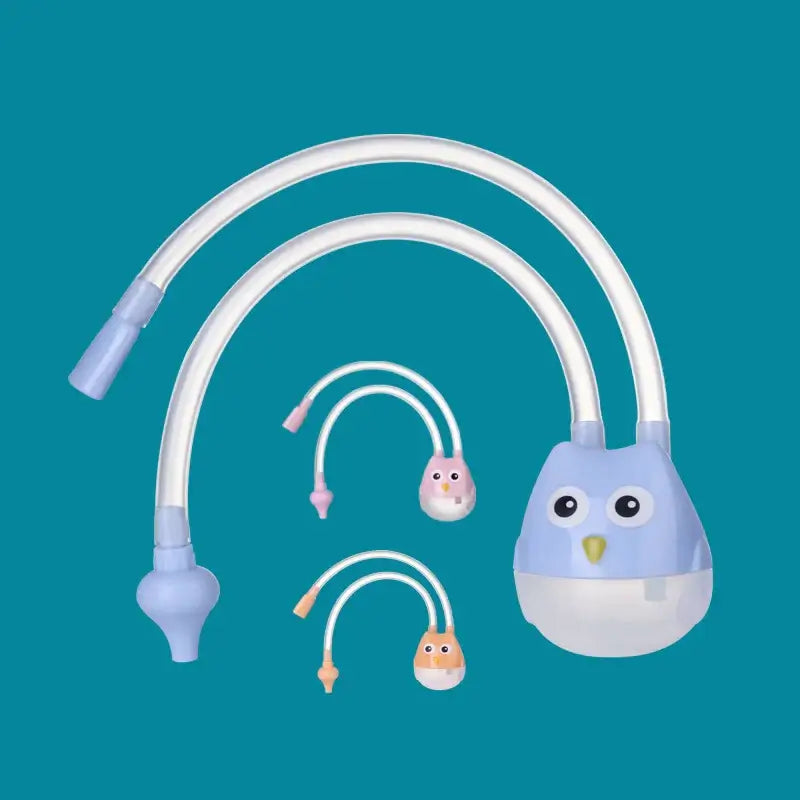 Nasal aspirator for infants featuring cute owl design, suitable for babies 0-1 year, made of soft silicone material.