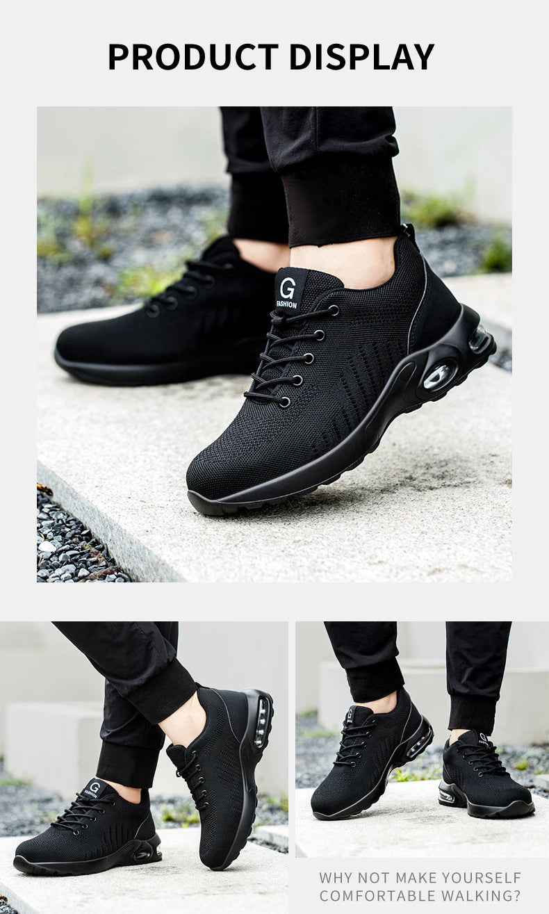 أحذية أمان للجنسين قابلة للتهوية بأصابع فولاذية