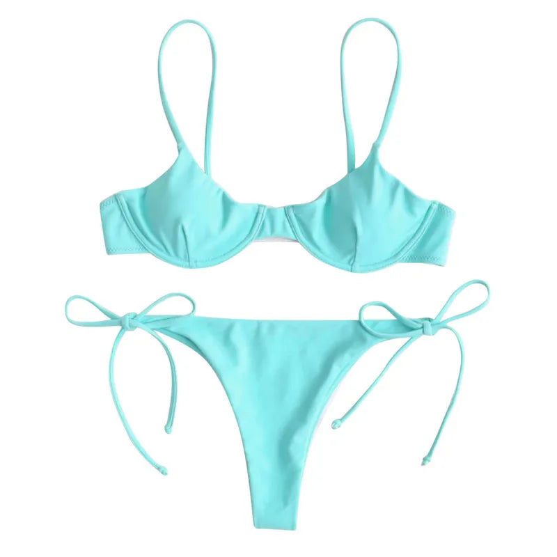 Split V-Neck Bikini Set