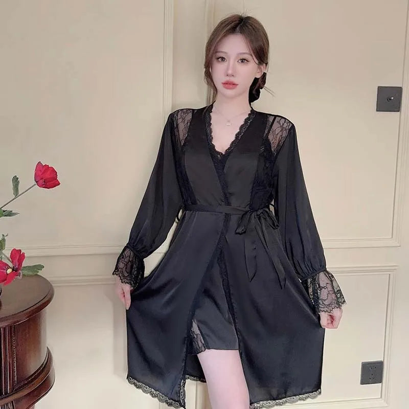 مجموعة ملابس نوم نسائية من الدانتيل لحفلات الزفاف