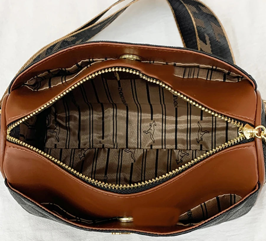 Checkered Leather Messenger Bag