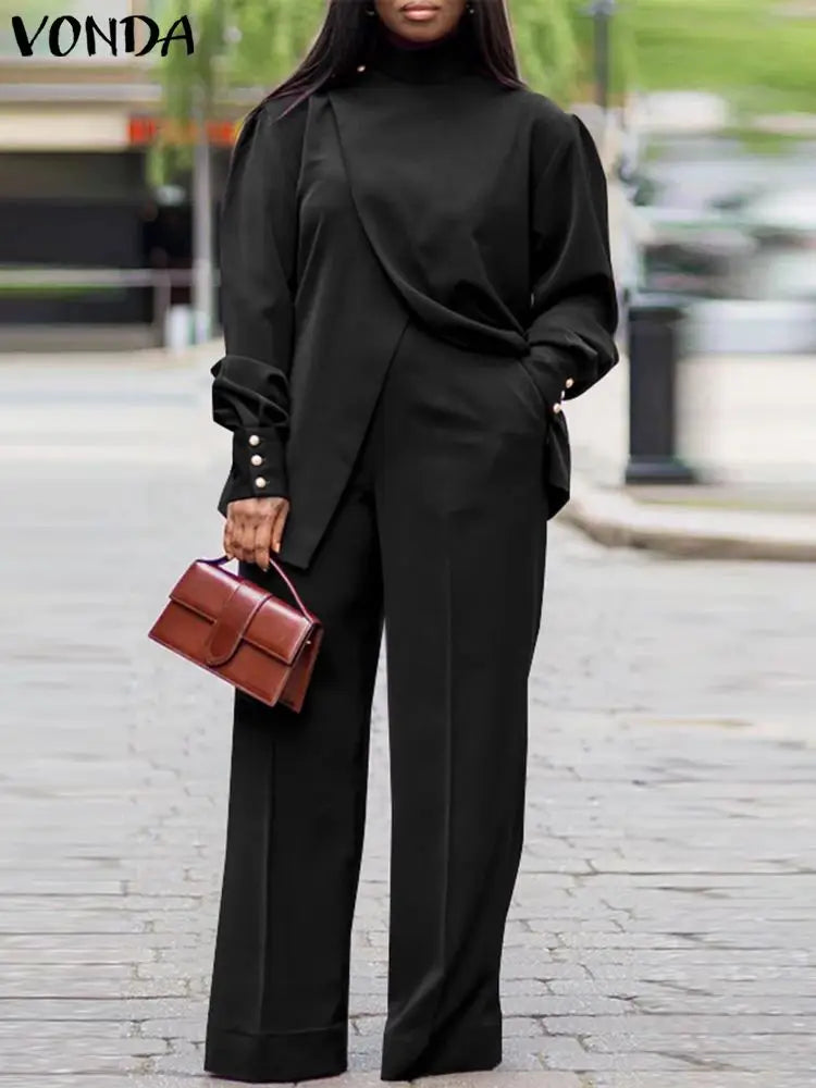 طقم بدلة بياقة عالية ومقاسات كبيرة