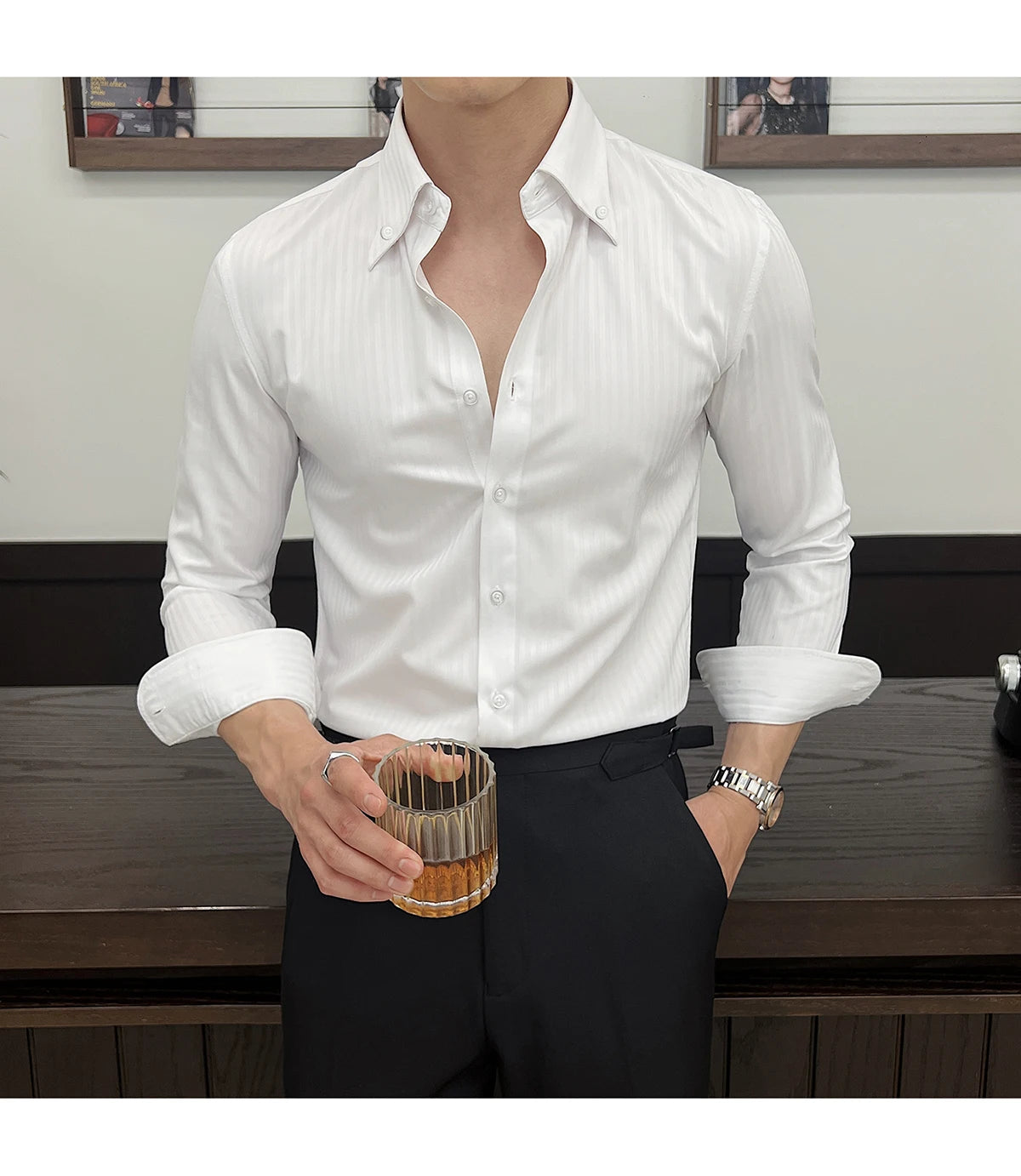 Men Slim Striped Shirt