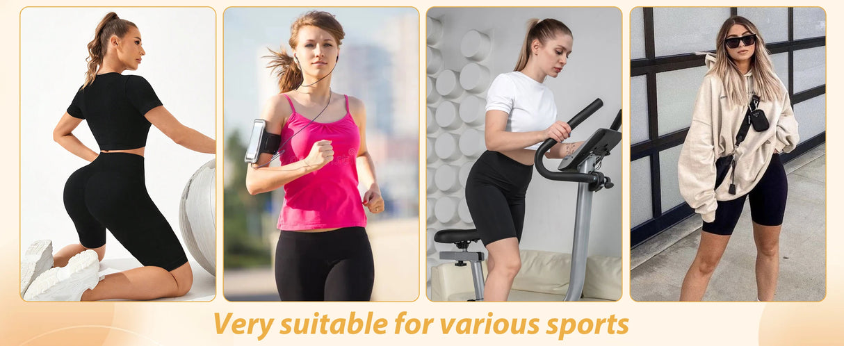 شورت نسائي عالي الخصر بثلاثة جيوب لركوب الدراجات