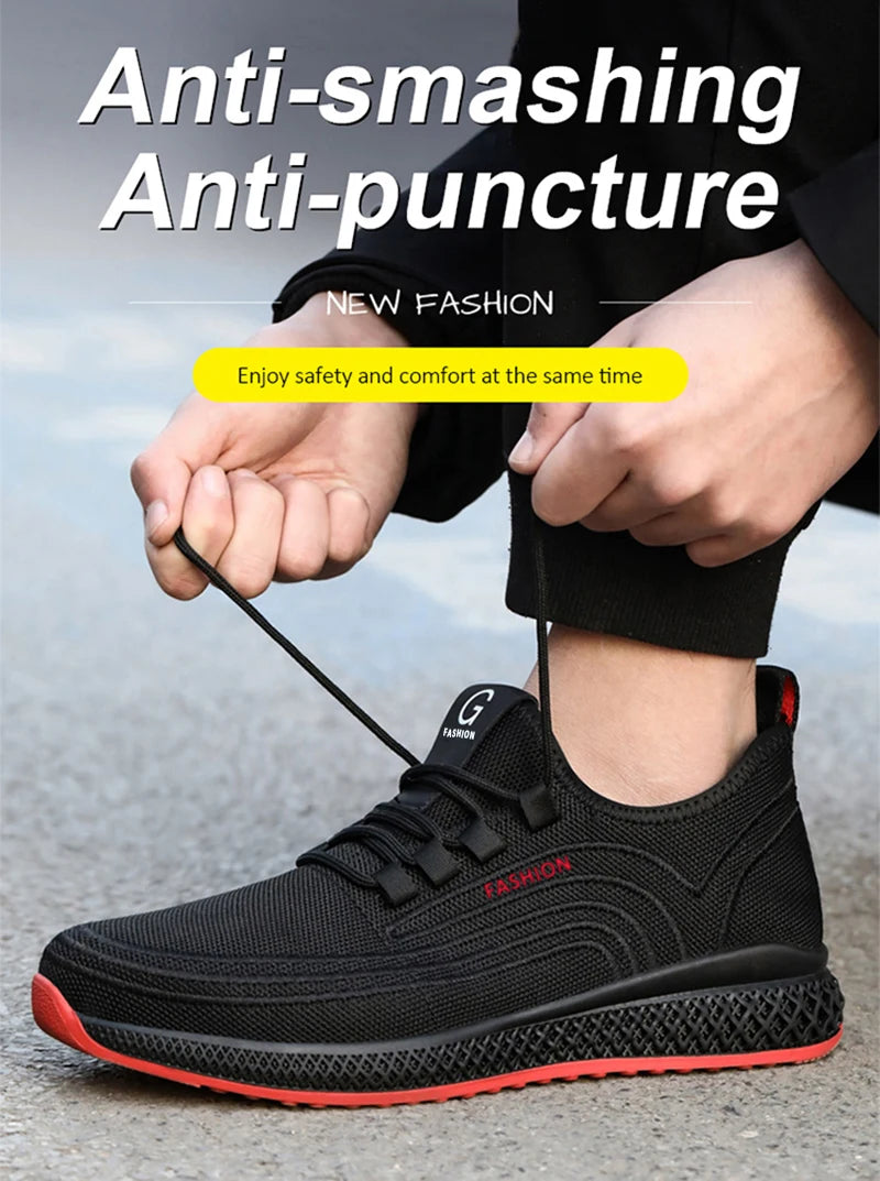 حذاء رياضي خفيف الوزن من Manlegu Air Mesh للسلامة