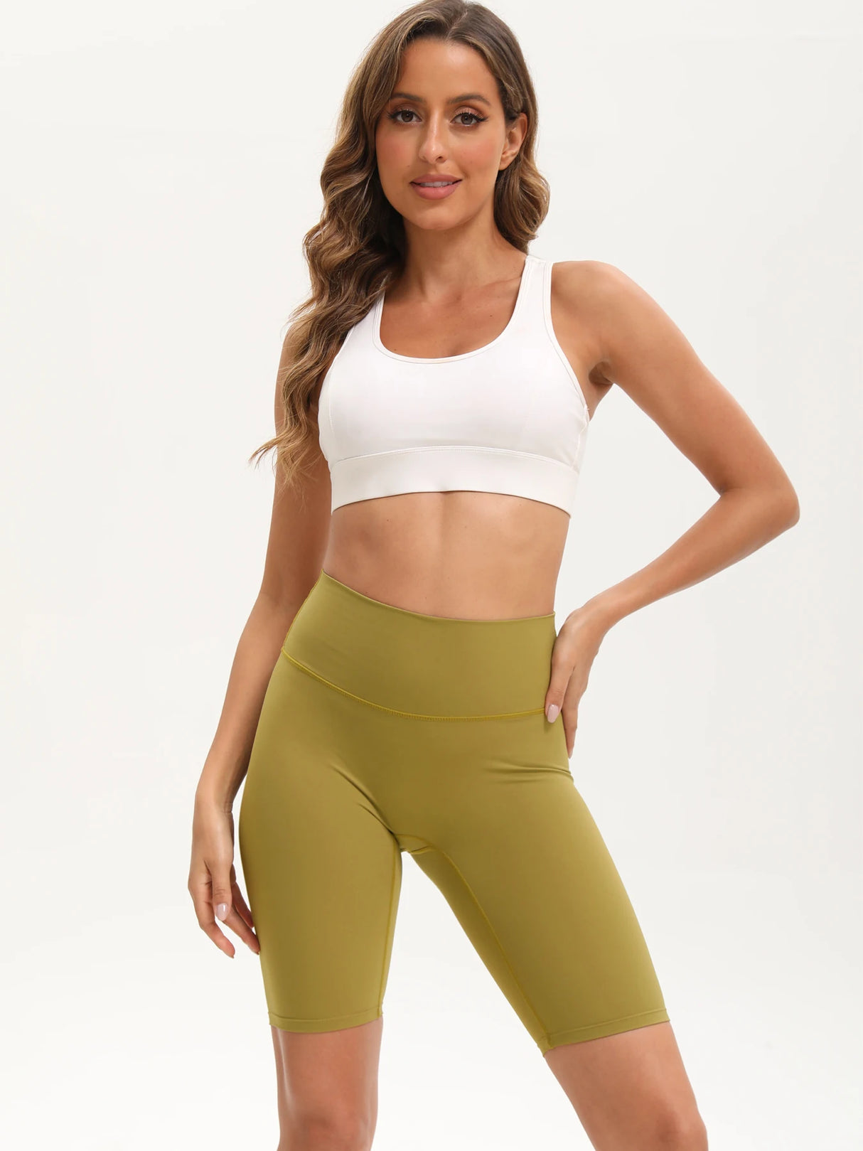 شورت نسائي عالي الخصر بثلاثة جيوب لركوب الدراجات