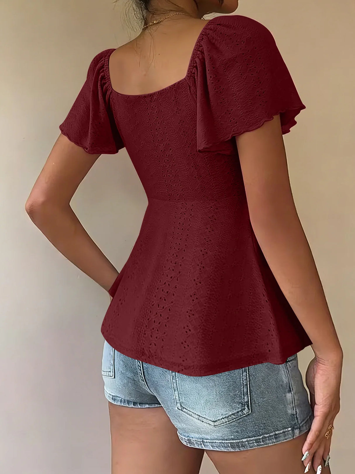Luna Lace-Up V-Neck Blouse