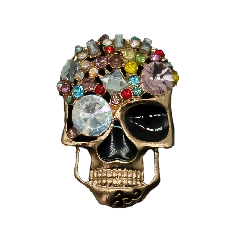 زينة أحذية نسائية على شكل جمجمة مع مشابك معدنية