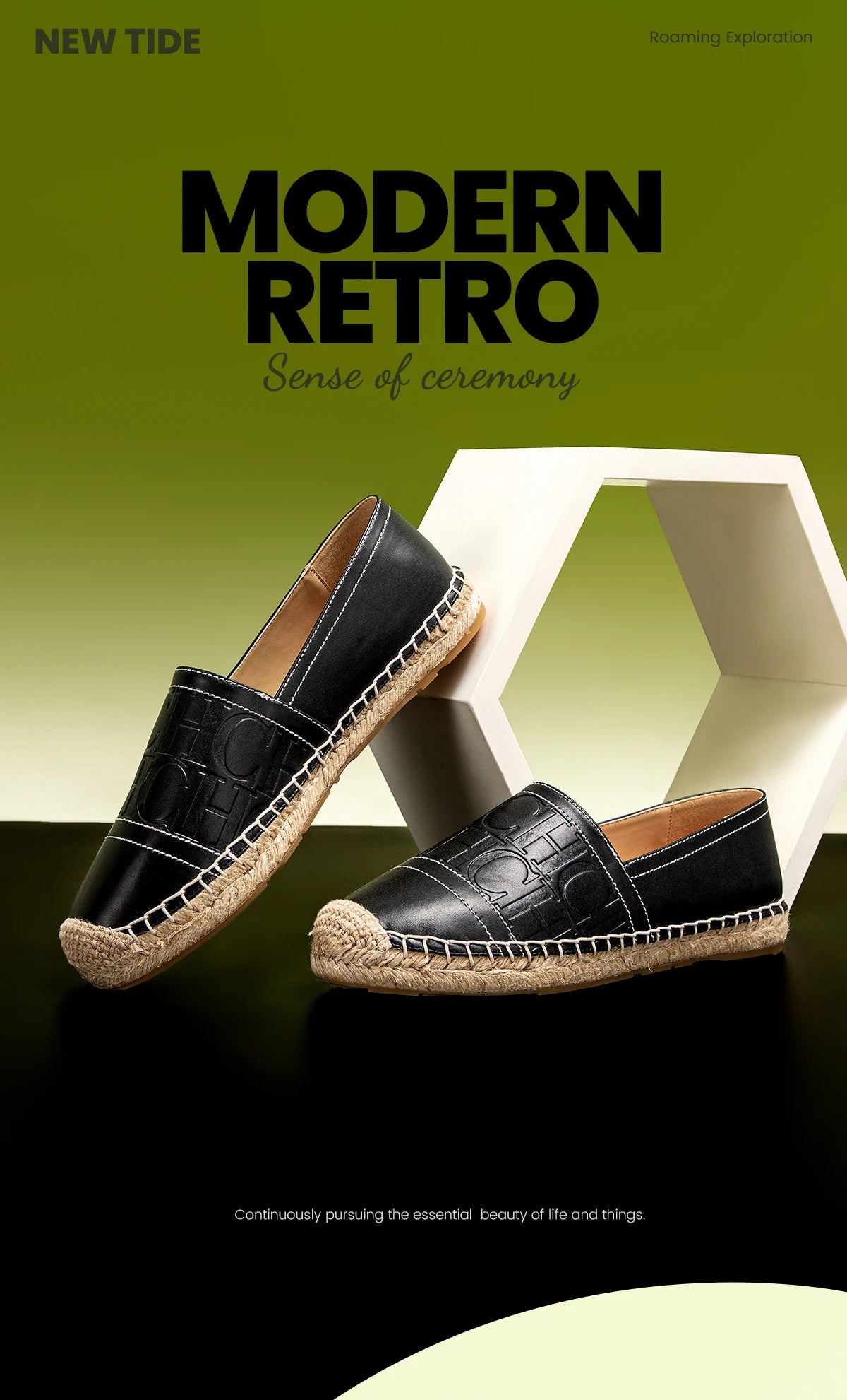 أحذية شاطئ نسائية مسطحة مصنوعة يدويًا من القنب