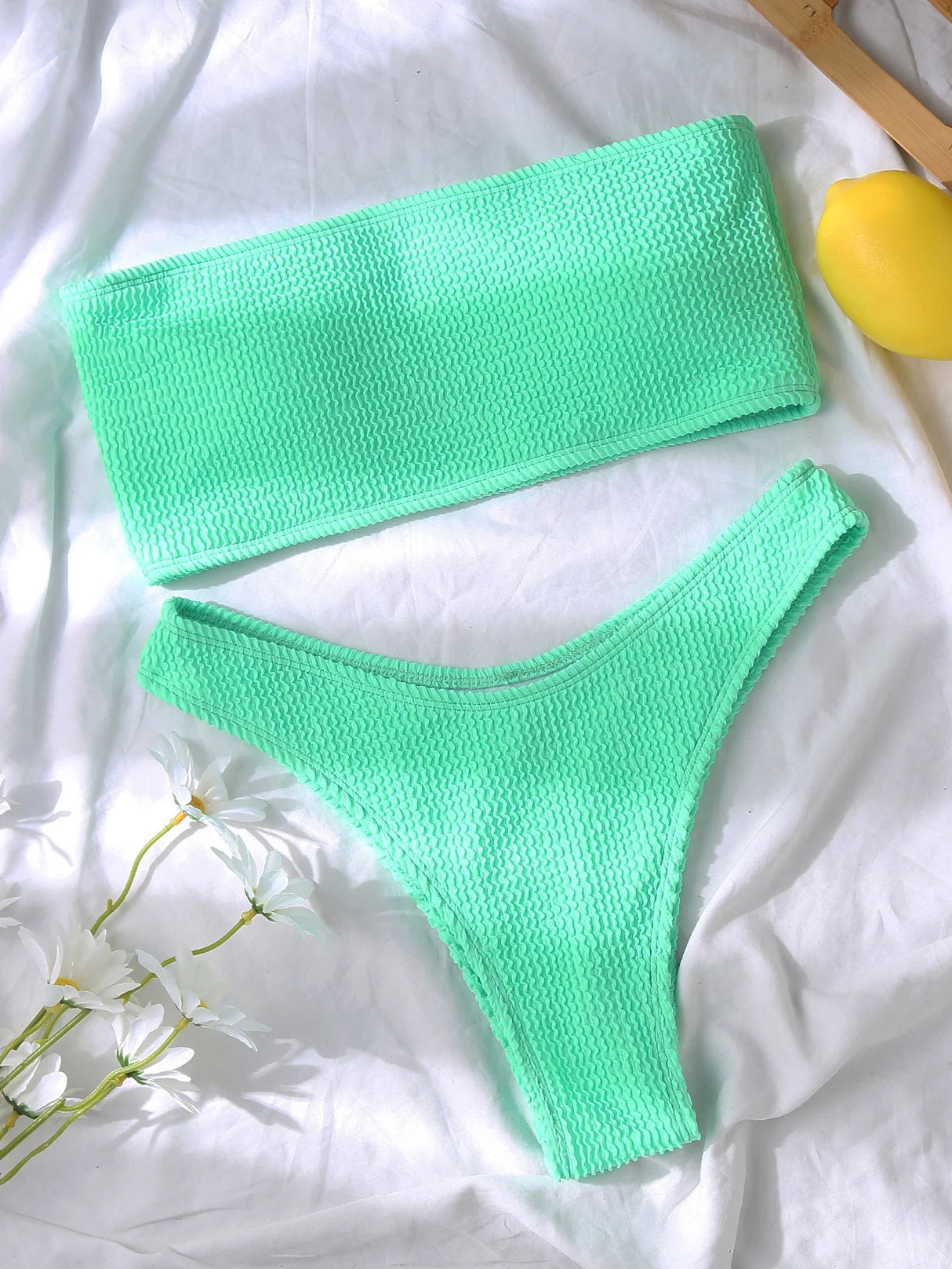 Textured High Cut Bikini