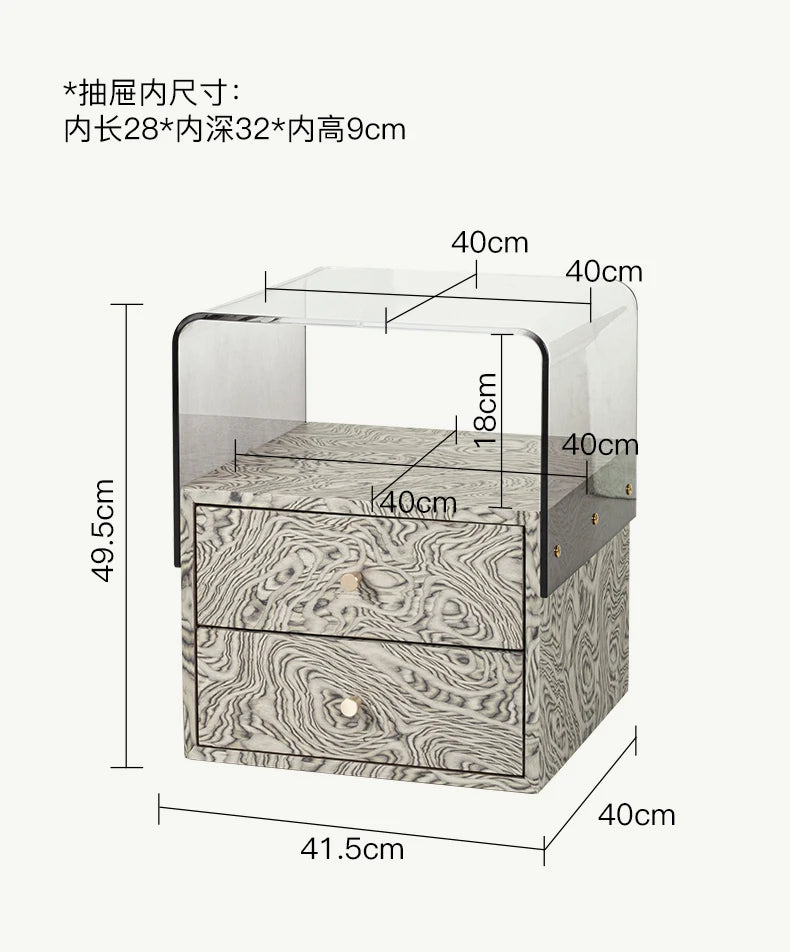 Modern Acrylic Bedside Storage Cabinet