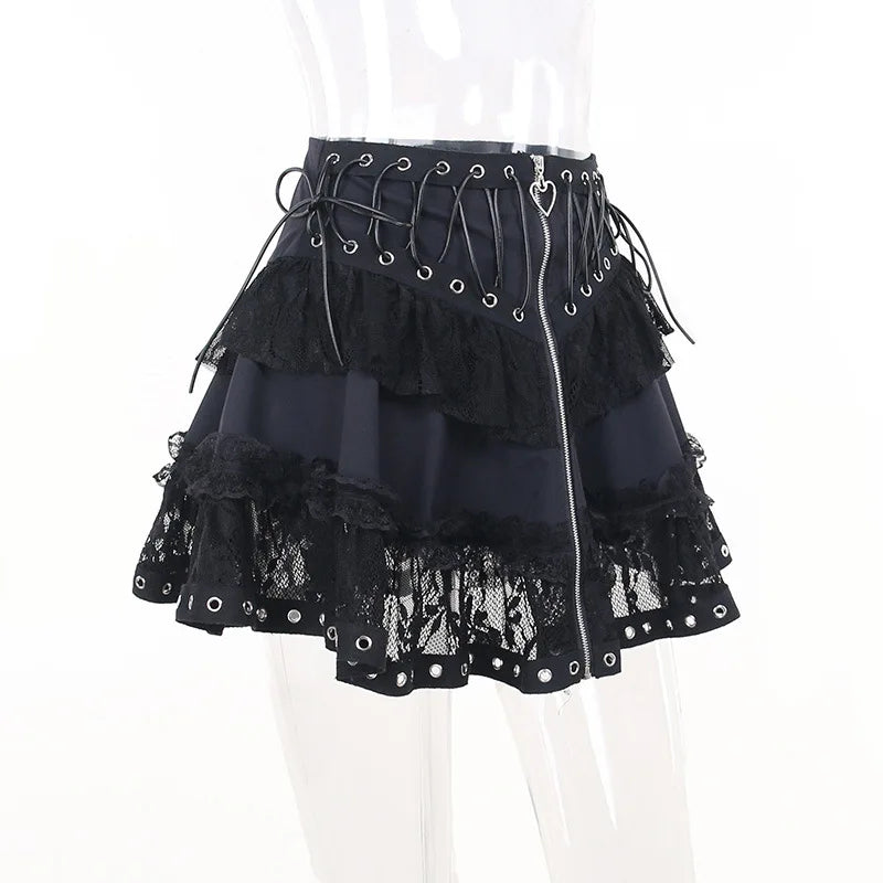 Women Zipper Gothic Mini Skirt