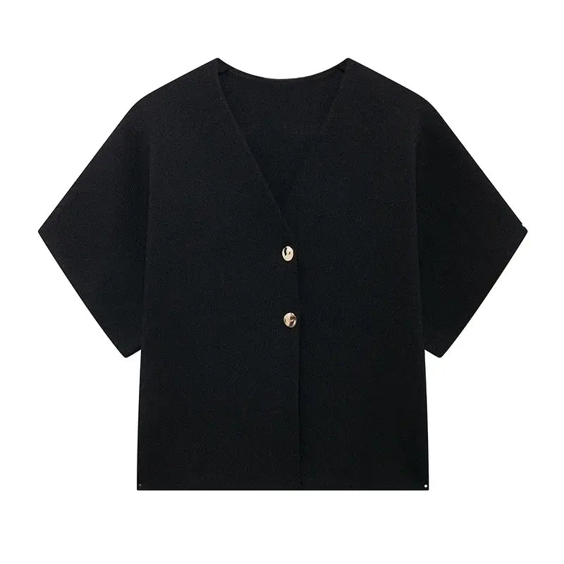 Women Solid Knit Button Waistcoat