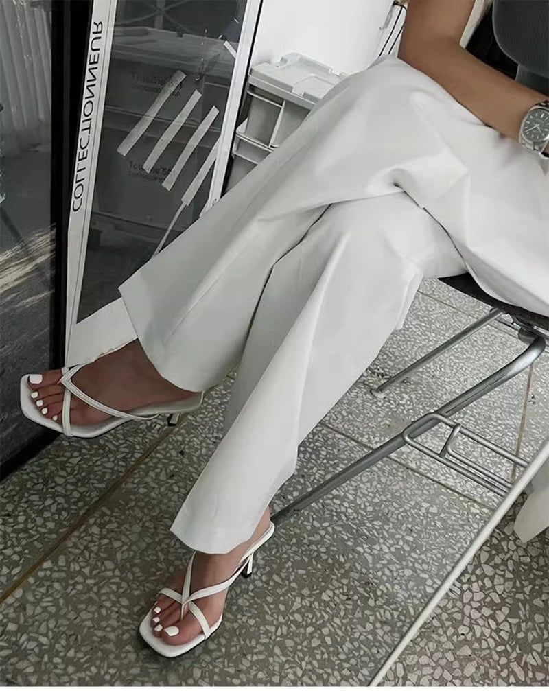 Women’s High Heel Clip Toe Slide Sandals