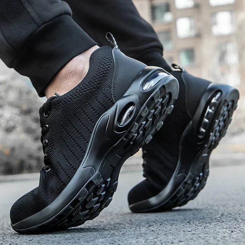 أحذية رياضية نسائية للسلامة مزودة بوسادة هوائية وأصابع فولاذية