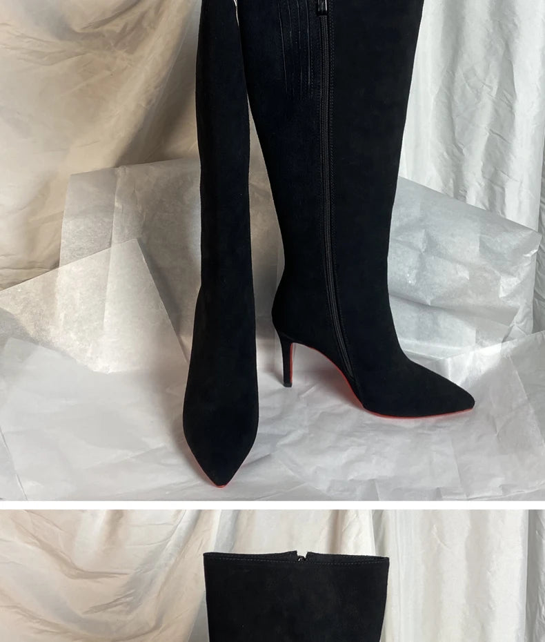 Women Pole Knee High Designer Boots – Sexy Leather High Heel