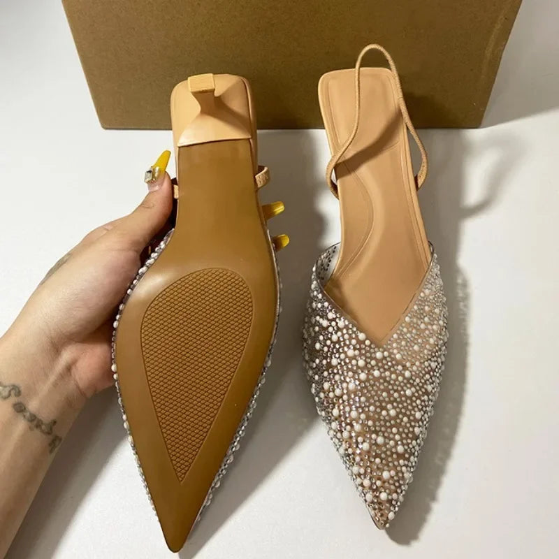 Pearl Pointed Slingback Heels – Summer 2025