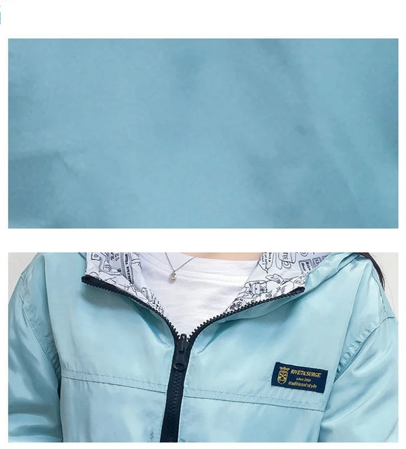 Double-Sided Women's Trench Coat – Hooded Spring Autumn Windbreaker