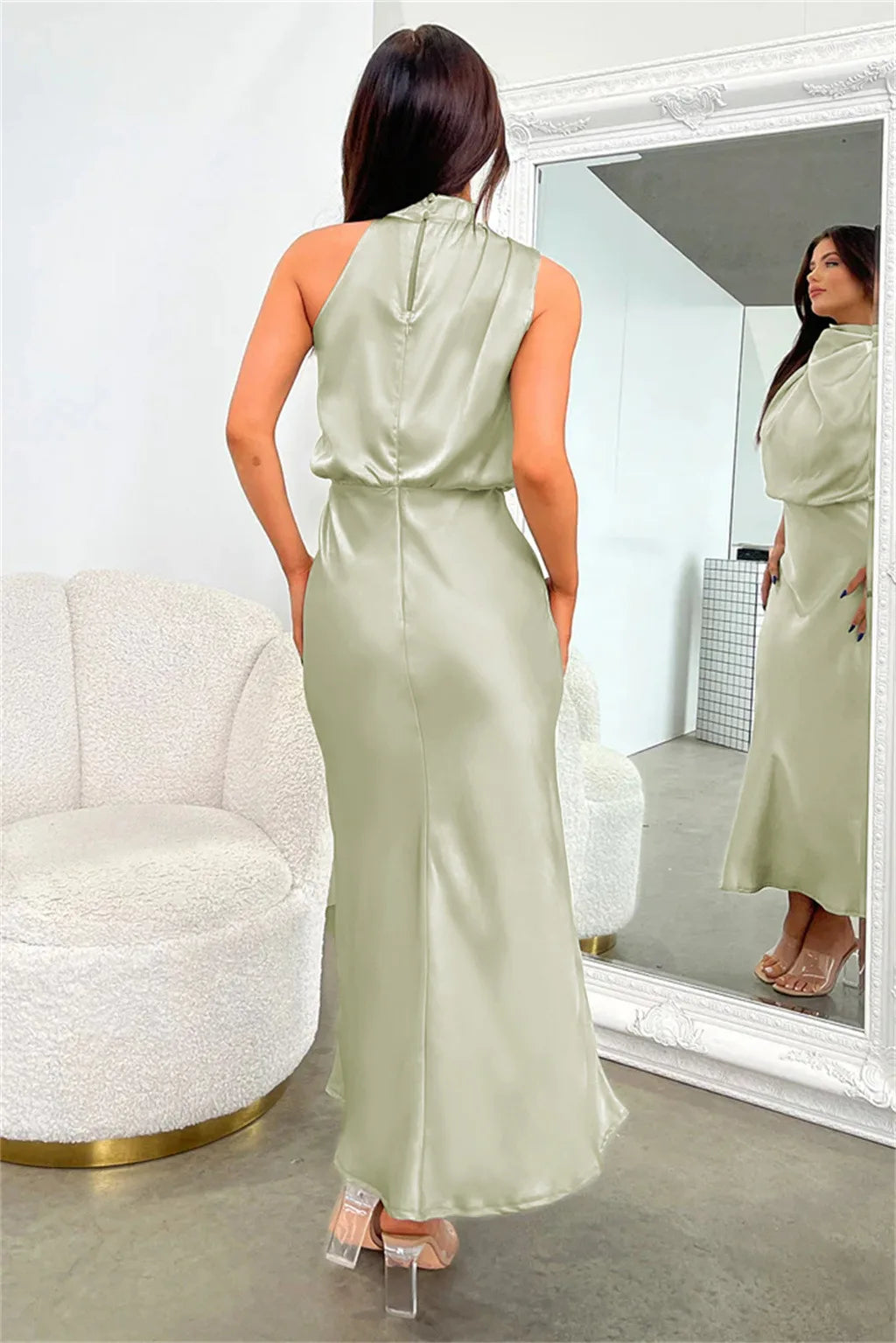 Women's Silk Satin Evening Dress