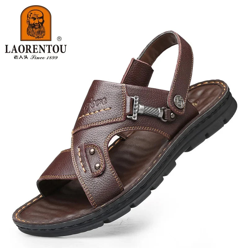 صنادل كاجوال جلدية للرجال بإبزيم