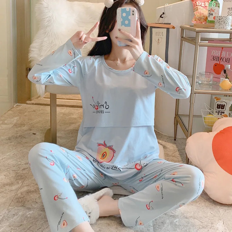 Postpartum & Nursing Pajamas Set
