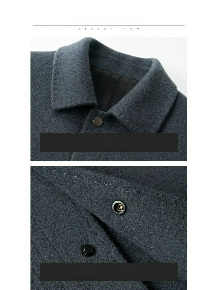 Men Slim Fit Wool Coat Business Jacket