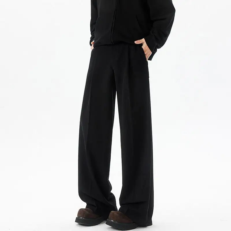 Men's Plus Size Vintage Pleated Trousers – Wide Leg