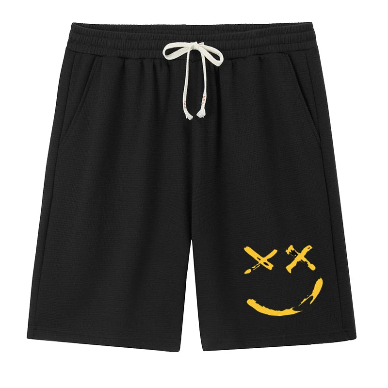 شورت رياضي رجالي بمقاسات كبيرة برسومات جرافيكية - كاجوال مطاطي