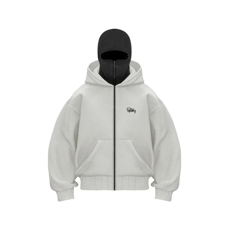 Men Balaclava Zip Hoodie Jacket