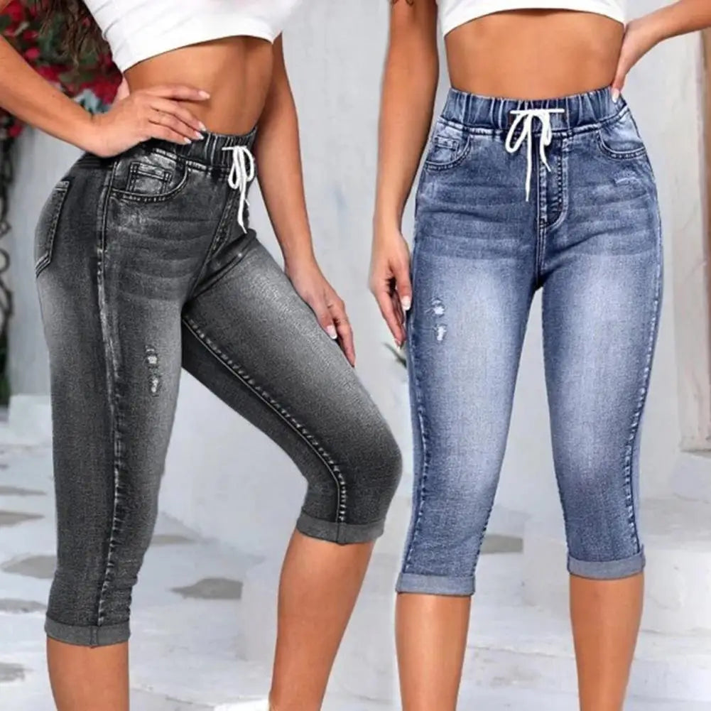 HaraFlare™ – 3/4 High Waist Vintage Denim Pants (Edgy, Stylish & Throwback Fit)
