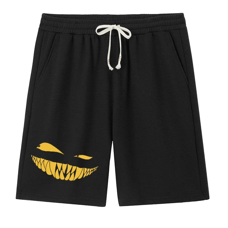 شورت رياضي رجالي بمقاسات كبيرة برسومات جرافيكية - كاجوال مطاطي
