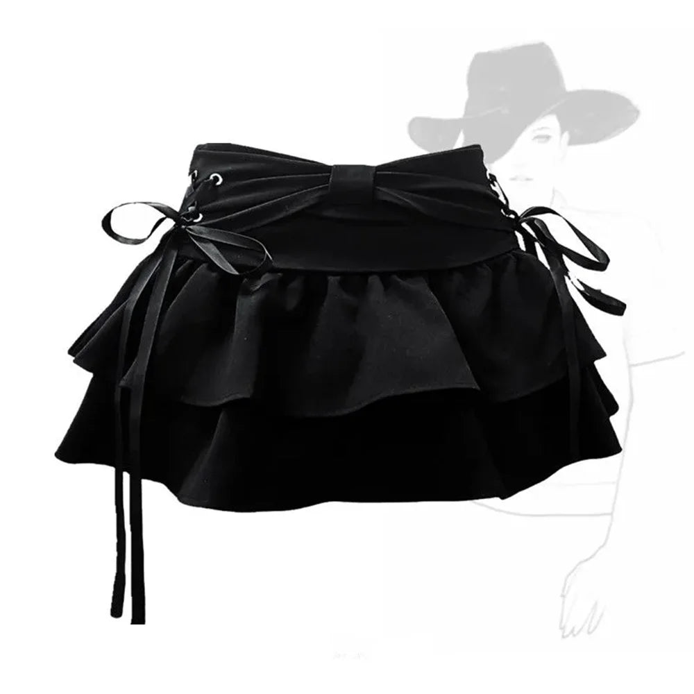 BowSpice™ – Kawaii Bow Denim Mini Skirt (Sexy Summer Gothic Look)
