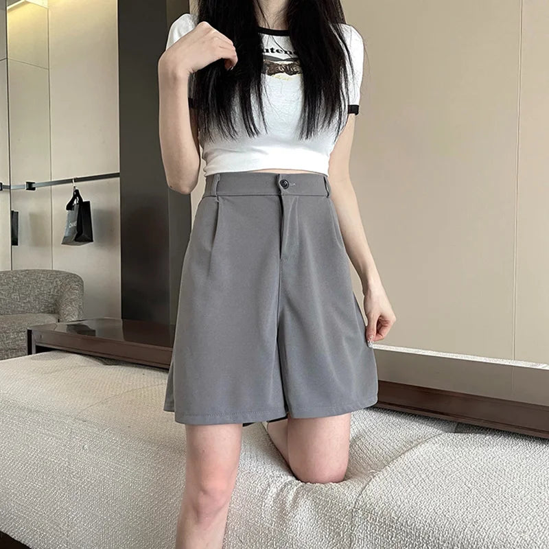 Women's Loose High Waist Suit Shorts