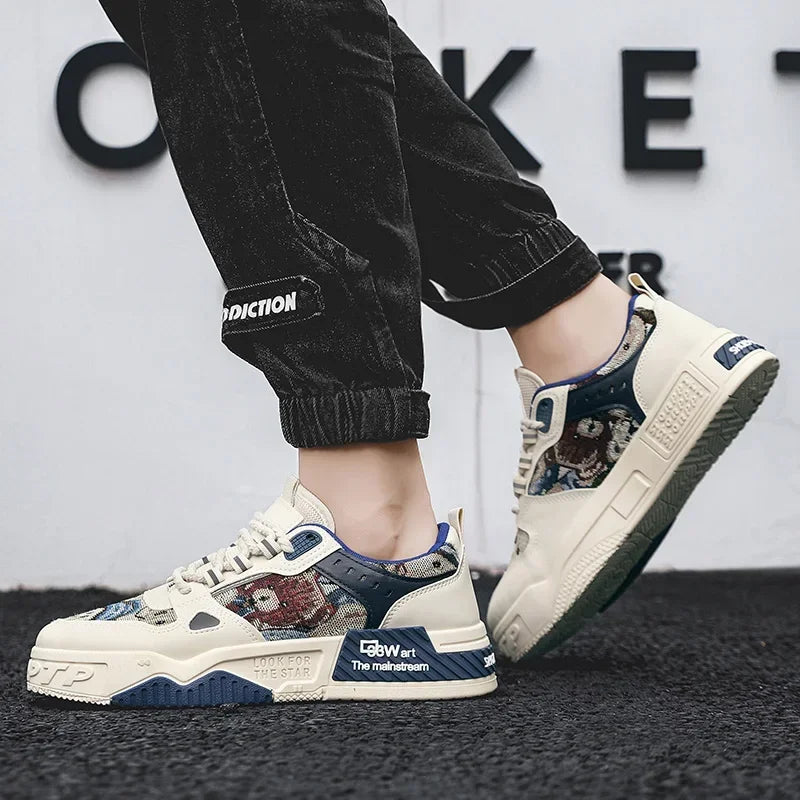 حذاء تزلج أبيض للرجال قابل للتنفس