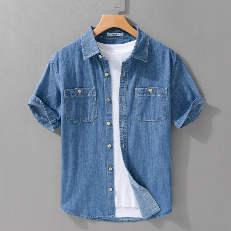 Men Denim Short Sleeve Shirt