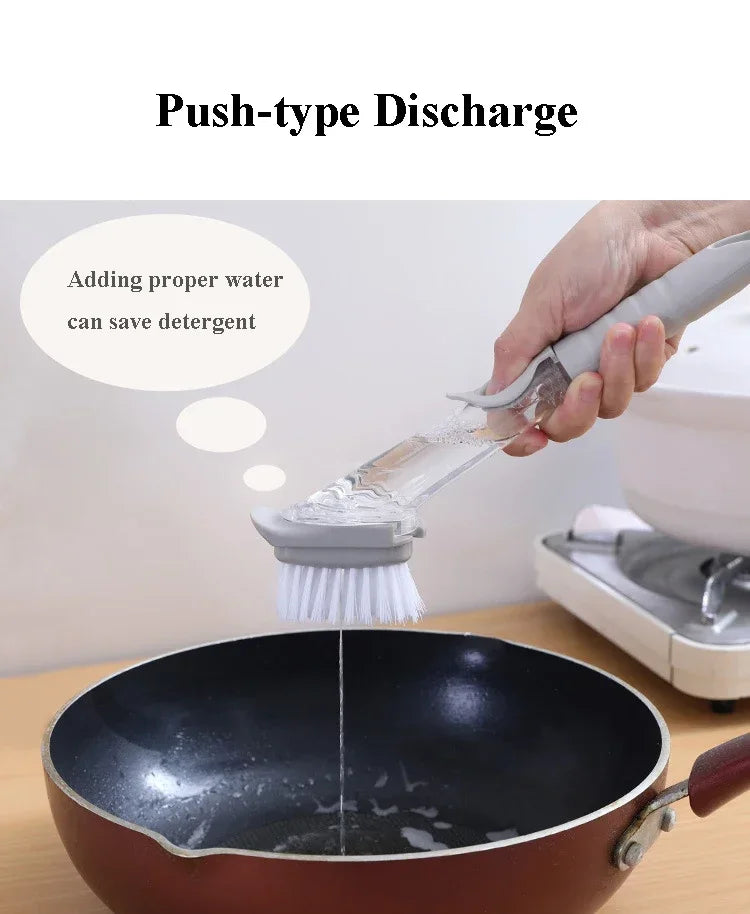 2-in-1 Kitchen Cleaning Brush with Sponge Dispenser