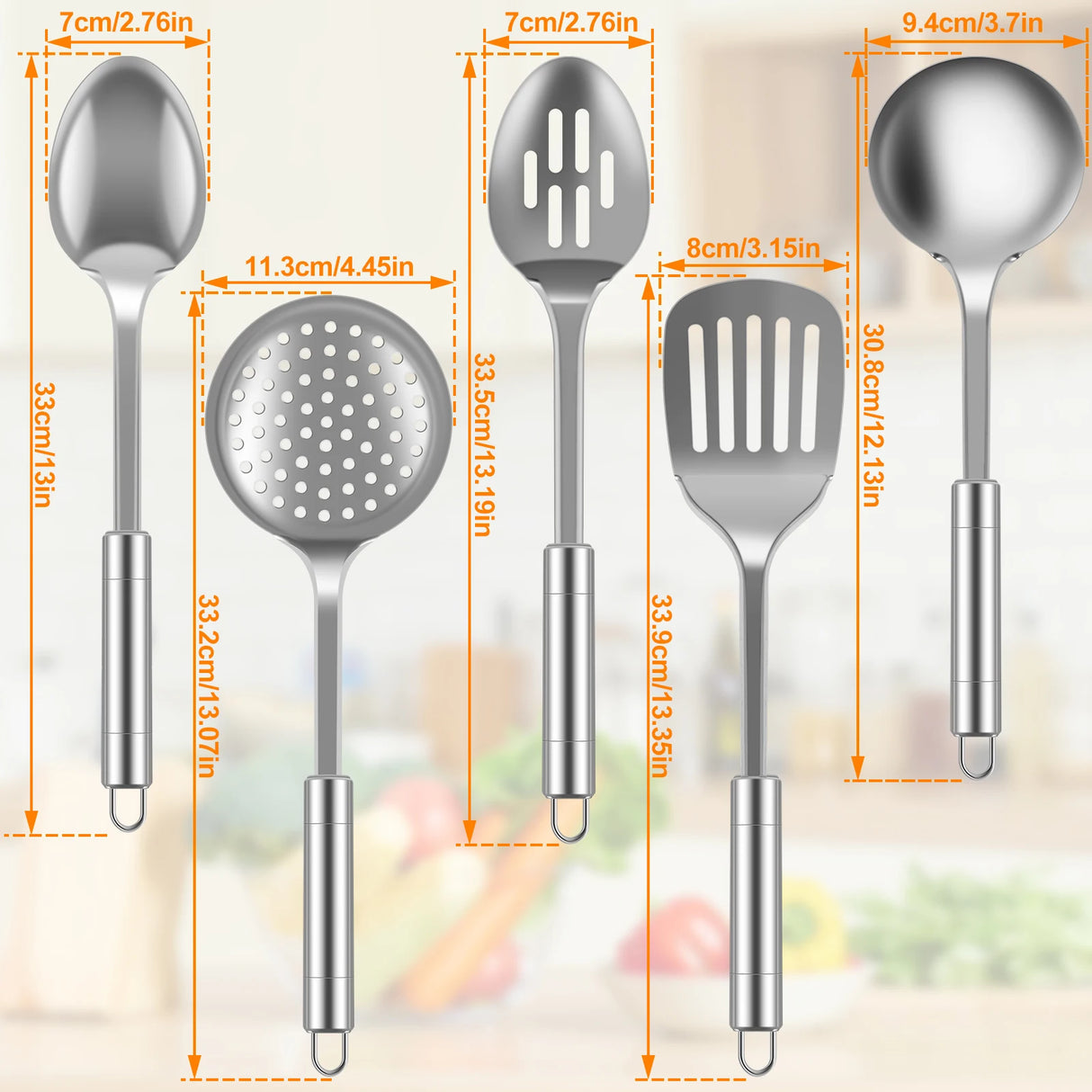 5-Piece Heavy-Duty Stainless Steel Utensil Set