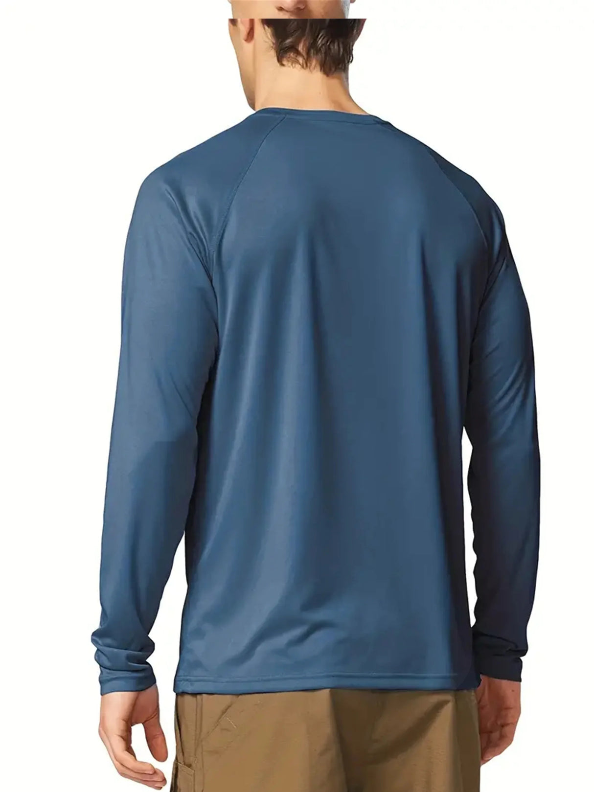 Men's Plus Size Solid Long Sleeve T-Shirt – UV Protection