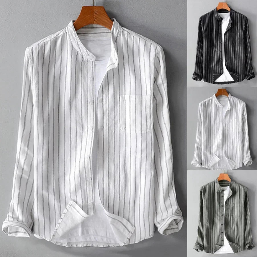 Men's Plus Size Striped Cotton Shirt – 4XL 5XL