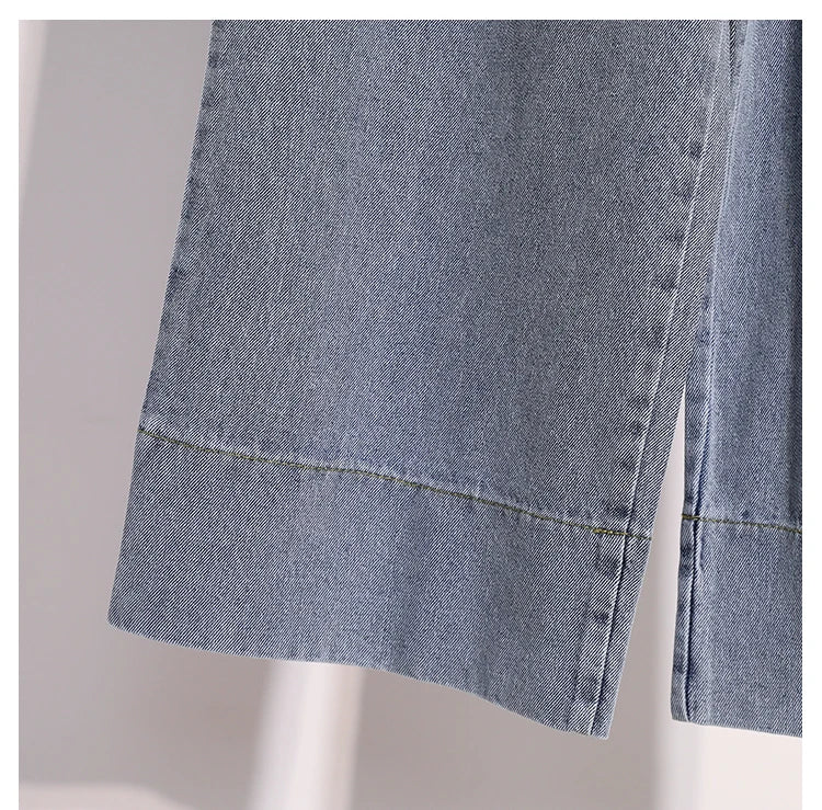 بنطلون جينز نسائي واسع الساق بمقاسات كبيرة 2025